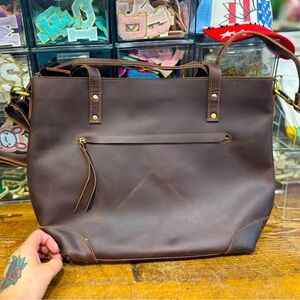 Brown leather shoulder bag